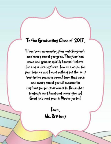 Kindergarten Graduation Speech, Preschool Graduation Speech, Graduation Letters, Preschool Graduation Songs, Vpk Graduation, Kindergarden Graduation, Graduation Letter, High School Quotes, Graduation Poems