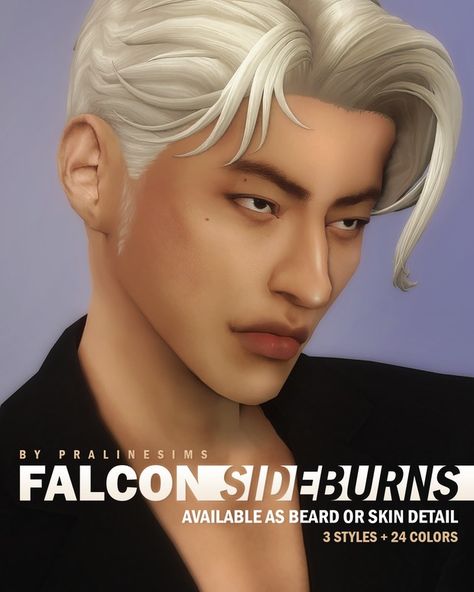 FALCON Sideburns | Patreon Sims 4 Cc Skin, Free Sims, Best Sims, Sims 4 Cas, Cc Sims, 4 Dresses, Sims 4 Cc Finds, Hair Collection, Cc Finds