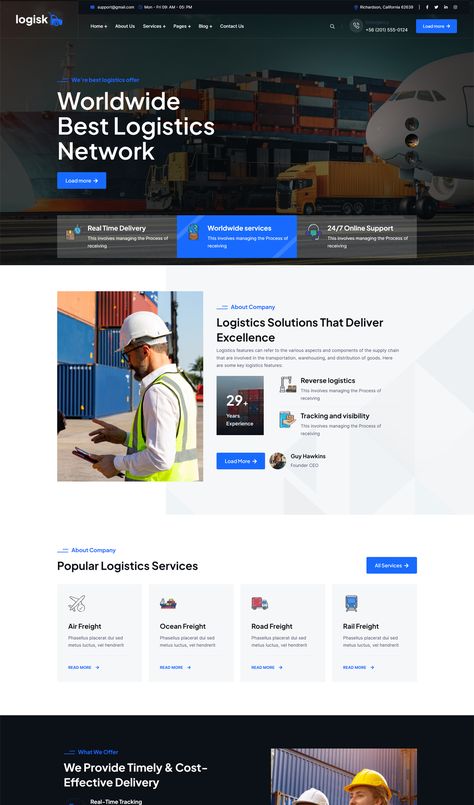 Transport & Logistic Service HTML Website Template Logistics Design, Transport Logistics, Logistics Network, Service Template, Html Website, Logistics Transportation, Html Website Templates, Ui Design Website, Freight Truck