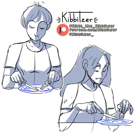 Eating With Fork And Knife Reference, Eating Drawing Reference Poses, Anime Eating Pose Reference, Anime Eating Reference, Character Eating Drawing, Eating Dinner Reference, Eating At Table Reference, Eating Together Reference, Eating Soup Pose Reference