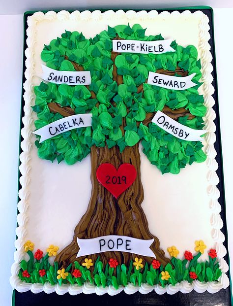 Family Reunion Cakes Design, Family Reunion Cakes, Family Tree Cakes, Adult Birthday Cakes, Cartoon Cake, Tree Cakes, Floral Border Design, Floral Border, Family Gathering