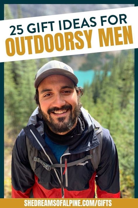 25 Best Gifts for Outdoorsy Men | Get the outdoorsman in your life a birthday or Christmas gift that they’ll truly love to use in the backcountry by using this specially curated list of outdoorsy gifts for him. From outdoor clothing to outdoor gadgets to outdoor gear that’ll keep him safe in the backcountry, you’re bound to find the perfect gift idea for any outdoorsy guy in this blog post. | shedreamsofalpine.com Gifts For Outdoorsy Man, Gifts For Outdoorsy Men, Outdoorsy Man, Outdoorsy Men, Backpacking Gifts, Rock Climbing Training, Gifts For Hikers, Outdoorsy Gifts, Hiking Club