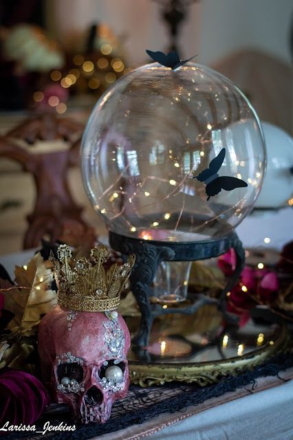 DIY Crystal Balls - Welch House 1900 Crystal Ball Decoration, Crystal Balls Diy, Crystal Ball Diy, Coven Party, Ethereal Halloween, Diy Crystal Ball, Crystal Ball Decor, Faux Wedding Cake, Halloween Crystal Ball