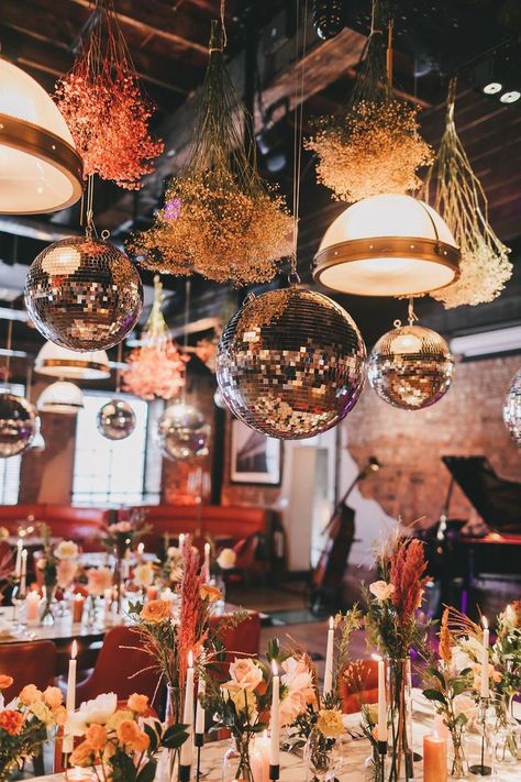 Disco Balls Wedding, Hanging Disco Balls, Ball Aesthetic, Vintage Disco, Future Wedding Plans, Disco Balls, Retro Wedding, Dresser Decor, Wedding Mood Board