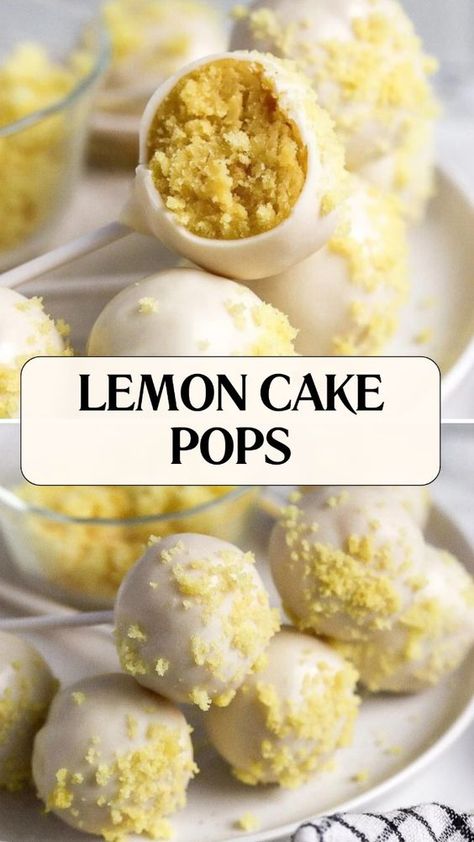 Lemon Cake Pops Recipe is made of moist lemon cake mixed with creamy frosting and coated in a sweet candy shell it serves 20 and takes about 1 hour to prepare and chill these delightful treats are perfect for parties or special occasions. Creamy Lemon Cake, Lemon Cakepops, Lemon Cake Pops Recipe, Lemon Cake Pops, Homemade Vanilla Ice Cream Recipe, Perfect Cake Pops, Cake Pops Recipe, Lemon And Coconut Cake, Moist Lemon Cake