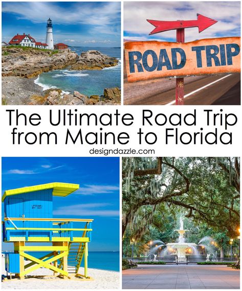 From Maine to Florida, this route has been well-traveled for the last 60 years. This beautiful route makes for the ultimate road trip! Maine Road Trip, Ultimate Road Trip, Road Trip Planner, East Coast Travel, Rv Road Trip, East Coast Road Trip, Florida Design, Road Trip With Kids, Trip Planner