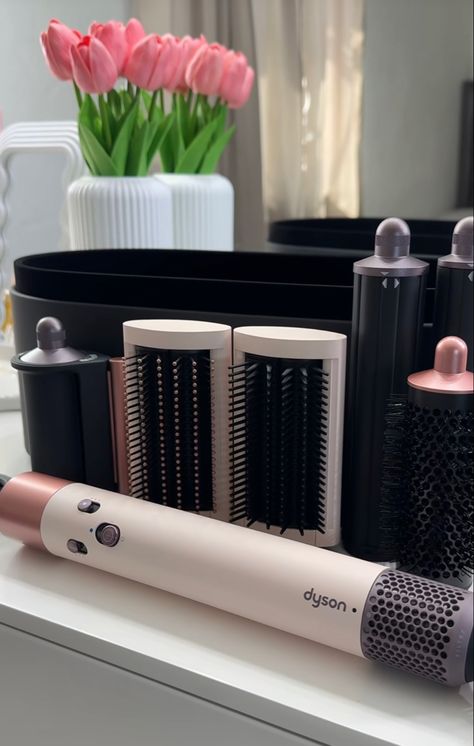 #haircare #dyson #dysonairwrap #airwrap #hair #blowdry #blowdrystyle #pinkdyson #bluedyson #aesthetic #hair #hairgoals Dyson Air Wrap Pink, Pink Dyson, Dyson Aesthetic, Hair Blowdry, Pink Dyson Airstrait, Dyson Hair Dryer Review, Dyson Airstrait, Dyson Supersonic Nural Hairdryer, Hair Tool Set