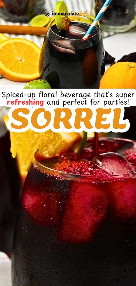 Sorrel Drink is a spiced-up floral beverage that’s super refreshing and perfect for parties! This beautiful dark red drink features a captivating tang reminiscent of raspberries or cranberries, making it a unique and delightful choice. Serve it chilled over ice, and enjoy the compliments as guests come back for refills! #CaribbeanBeverages #PartyDrinks #RefreshingCocktails #FloralFlavors Sorrel Drink Recipe, Sorrel Drink, Red Drink, Floral Drink, Red Drinks, Dark Red Color, Herbal Healing, Sweet Drinks, Alcoholic Beverages