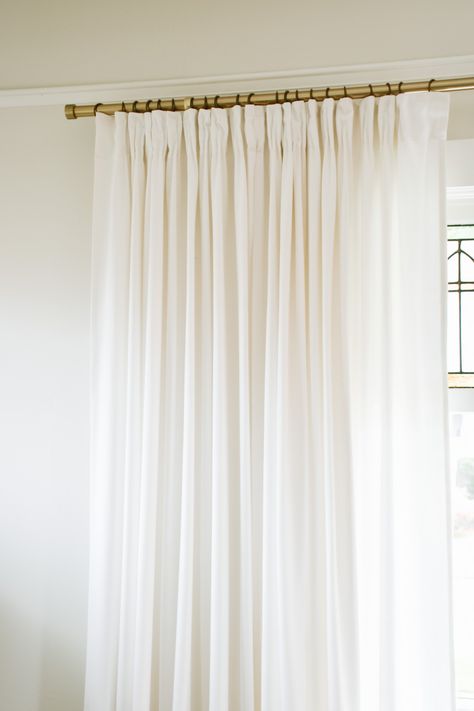 IKEA Hack: How to Make Inexpensive Curtains Look Like Custom Drapes Inexpensive Curtains, Ikea Curtains, White Drapes, Pinch Pleat Curtains, Custom Drapery, Custom Drapes, Pleated Curtains, White Curtains, Curtain Designs