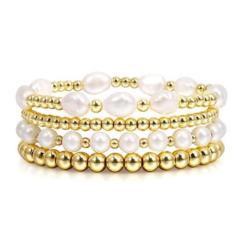 PRICES MAY VARY. 【Gold Bracelets for Women】: Our gold bracelet sets includes 4pcs/5pcs/7pcs gold beaded bracelet which stacks well with all bracelets, some styles come with a pearl bracelet. Beaded Bracelets are a fun way to spice up any outfit, you can mix and match, stack, or go the simple route and only wear one 【14K Gold-plated Bracelet】: The Gold Stackable Bracelets set are an wonderful way to dress up any look. A dainty addition to top off your daily-wear. This gold beaded bracelet are in Gold Beaded Bracelets, Gold Pearl Bracelet, Bead Ball, White Pearl Bracelet, Style Royal, Gold Bracelet Set, Gold Bead Bracelets, Ball Bracelet, Handmade Jewelry Gift