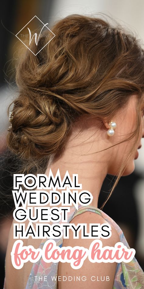 Need a formal look for an upcoming wedding? Explore 40+ elegant wedding guest hairstyles for long hair, from sleek chignons and glamorous Hollywood waves to polished updos and braided buns. Perfect for black-tie events or evening weddings, these hairstyles exude sophistication and style. Step-by-step instructions and tips are included to help you achieve these formal looks. Click for more! #formalweddinghair #longhairupdos #weddingguesthairstyles Hair Styles For Wedding Guest Updo, Updo For Black Tie Event, Elegant Evening Hairstyles, Black Tie Wedding Guest Hairstyles, Black Tie Wedding Guest Hair, Hair For Black Tie Event, Formal Wedding Guest Hairstyles, Updo Hairstyles For Wedding Guest, Black Tie Event Hair