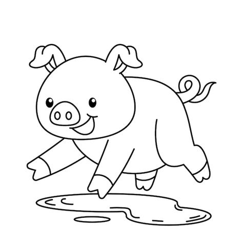 Pig Line Art, Pig Outline, Illustration Outline, Art Outline, Pig In Mud, Animal Outline, Minimal Illustration, Pig Drawing, Pig Pictures