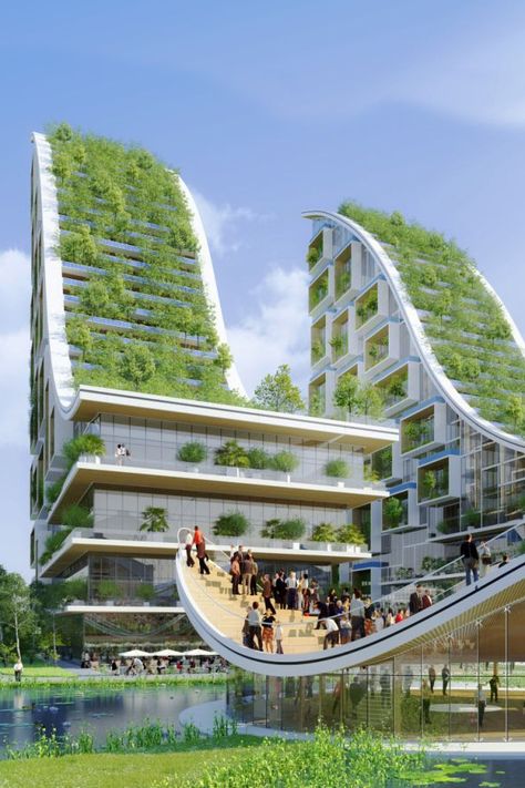 Read about sustainable construction, practice, benefits and sample building design features. Green Building Concept, Sustainable Building Design, Vincent Callebaut, Vertical Forest, Eco Buildings, Green Construction, Sustainable Community, Building Concept, Green Tech