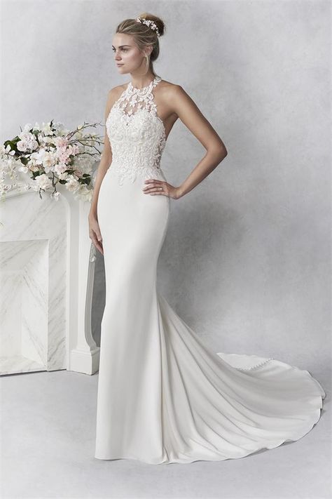 Halter Neck Wedding Dress, Kenneth Winston Wedding Dresses, Nude Gown, Kenneth Winston, Halter Wedding Dress, Lillian West, Ivory Gown, Mermaid Gown, Elegant Wedding Dress