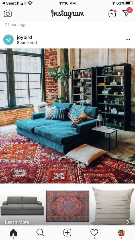 Boho Living, Lounge Room, Basement Remodeling, Finishing Basement, Boho Vibe, Jewel Tones, Apartment Living, Fun Decor, Daybed