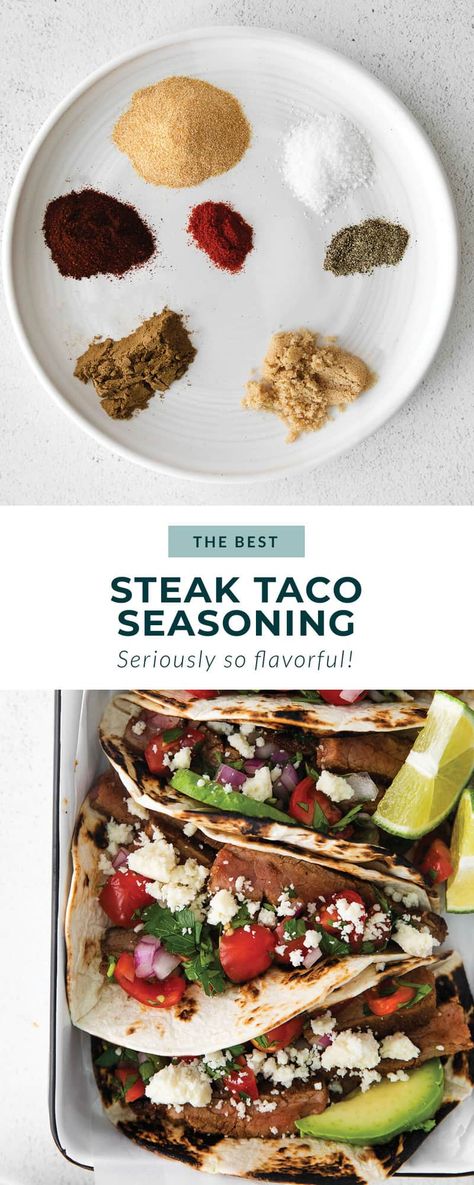 Steak Taco Seasoning, Steak Taco Marinade, Seasoning Steak, Season Steak, Taco Meat Seasoning, Best Steak Seasoning, Taco Spice Mix, Steak Taco Recipe, Season Steak Recipes