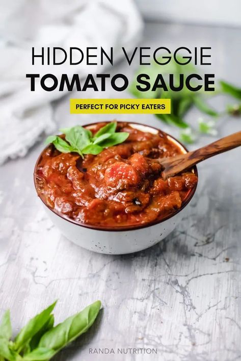 This veggie loaded pasta sauce is perfect for kids and picky eaters. A homemade tomato sauce recipe with hidden vegetables that goes great on spaghetti, meatloaf, meatballs, chicken parmesan, and other dinners that the kids or toddlers reject. This from scratch recipe is made on the stovetop or make it quick in the Instant Pot (pressure cooker). #tomatosauce #healthyrecipes #nutrition Healthy Tomato Sauce Recipe, Veggie Loaded Pasta, Veggie Tomato Sauce, Loaded Pasta, Sugar Free Tomato Sauce, Oven Roasted Cauliflower, Hidden Vegetables, Pasta Sauce Homemade, Pizza Sauce Homemade