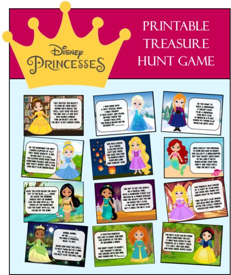 Disney Princess Party Games, Treasure Hunt Riddles, Princess Birthday Party Games, Disney Princess Games, Princess Tea Party Birthday, Princess Party Games, Ballet Princess, Treasure Hunt Games, Princess Printables