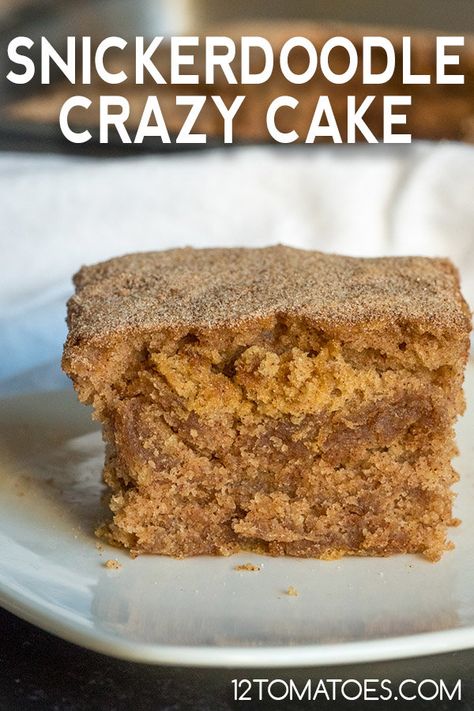 Snickerdoodle Crazy Cake, Crazy Cake Recipes, Snickerdoodle Cake, Wacky Cake, Easy Cakes, Crazy Cake, 12 Tomatoes, Coffee Cakes, Crazy Cakes