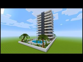 Minecraft: How To Build a Modern Hotel | PART 1 - YouTube Minecraft Hotel Build, Minecraft Hotel Tutorial, Minecraft Hotels Ideas, Minecraft Hotel, Modern Lobby, Minecraft Tutorials, Minecraft House Plans, Minecraft Modern, Minecraft City