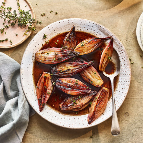 These sweet shallots will impress your guests and pair beautifully with any roast dinner. Roasted Shallots Recipe, Asda Recipes, Dinner Ingredients, Roast Dinner, Vegetarian Paleo, Grocery List, Shallots, Grocery Lists, Balsamic Vinegar