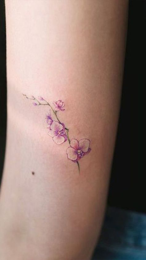 Arm Tattoo Ideas For Women, Vine Watercolor, Orchid Flower Tattoos, Wildflowers Tattoo, Arm Tattoo Ideas, Orchid Tattoo, Watercolor Tattoo Flower, Shape Tattoo, Vine Tattoos