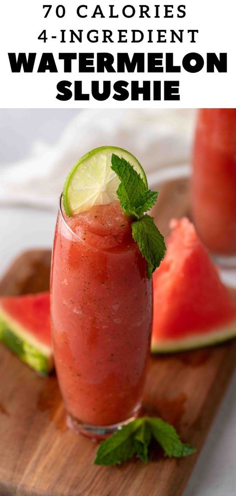 This 4-ingredient watermelon slushie is the most delicious, hydrating, and refreshing summer drink ever. It is made with only 4 ingredients to bring you a healthy iced treat. You could also make it boozy by adding your favorite alcohol to this icy mint and watermelon slushee and turn in into a delicious party drink. #slushies #slushy #slushee #watermelonslushy #mintwatermelon Fruit Breakfast Recipes, Refreshing Healthy Drinks, Watermelon Slushie, Easy Drinks To Make, Lifestyle Of A Foodie, Small Batch Recipes, Batch Recipes, Fruit Dessert Recipes, Cocktail And Mocktail