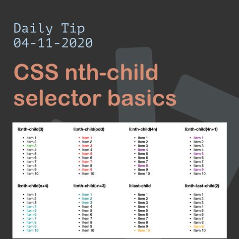 Trying our several nth-child selectors to get more advanced at them.