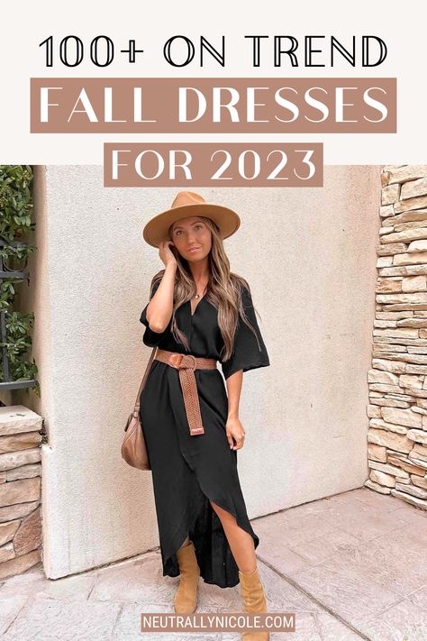 Cute Fall Dresses, Casual Fall Wedding, Fall Dresses For Women, Trendy Dress Styles, Fall Wedding Outfits, Wedding Guest Outfit Fall, Wedding Outfits For Women, Neutral Dresses, Neutral Outfits