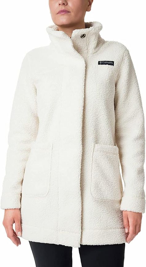 SUPER COZY: Columbia Women's Panorama Long Jacket features our cozy Sherpa fleece to keep you warm and toasty this winter. Jacket Sherpa, Womens Jackets, Long Cut, Standing Collar, Long Jacket, Sherpa Fleece, Fleece Jacket, Columbia, Winter Outfits