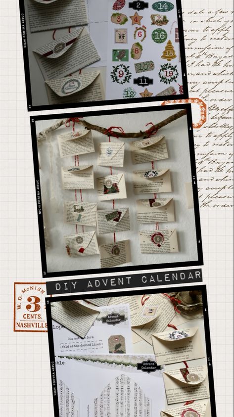 Heres a DIY Tutorial for a beautiful handmade vintage Inspiered Adventcalendar you can super easy and fast make for your loved ones this December. Get your paper and scissors ready and happy crafting. Planning List, Paper Pocket, Monthly Planning, Diy Advent Calendar, Mini Envelopes, Old Book Pages, Old Book, Diy Tutorials, Diy Printables