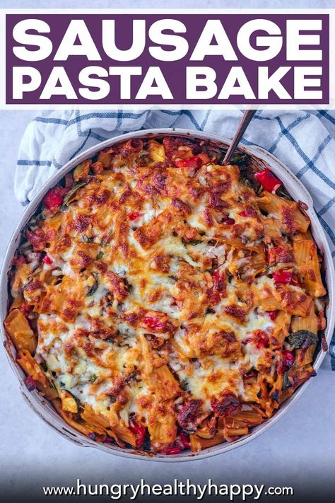 Sausage Pasta Bake Recipes, Meaty Pasta, Healthy Pasta Bake, Vegetable Pasta Bake, Sausage Pasta Bake, Chocolate Concrete, Pork Pasta, Pasta Bakes, Sausage Soup Recipes