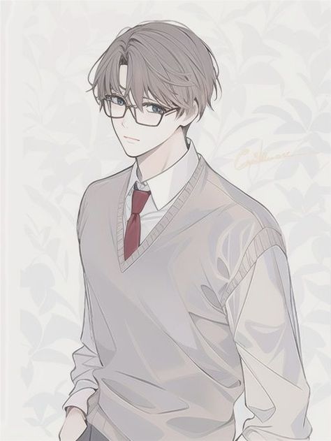 Anime School Uniform Boys, Anime Guy With Glasses Nerd, Anime Boys With Glasses, Anime Boy With Glasses Drawing, Nerd Boy Drawing, Anime Men With Glasses, Anime Nerd Boy, Hot Anime Guy With Glasses, Anime Teacher Guy