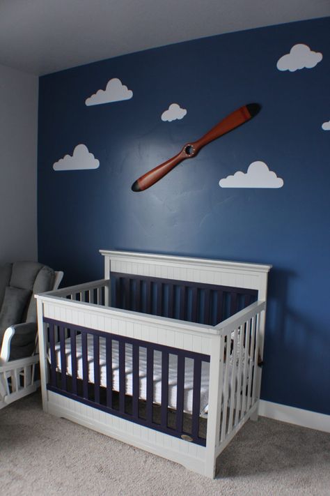 Airplane Nursery - Lou Lou Girls Nursery Attic, Airplane Baby Room, Airplane Room, Construction Room, Pilot Baby, Michael Ray, Ideas Habitaciones, Airplane Nursery, Airplane Baby