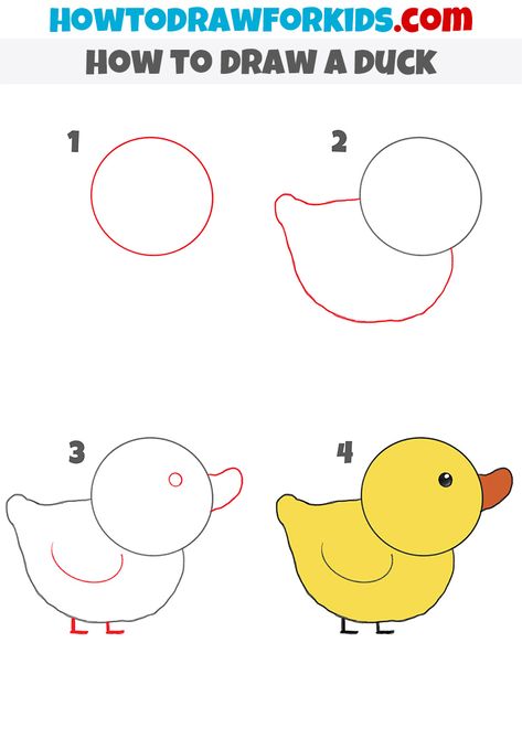 how to draw a duck step by step Duckling Drawing, Duck Drawing Easy, Easy Drawings Step By Step, Draw A Duck, Duck In Water, Toddler Drawing, Feet Drawing, Duck Drawing, Drawing Legs