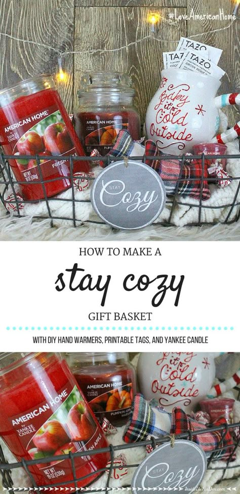 yankee-candle-stay-cozy-gift-basket Cozy Gift Basket, Winter Gift Basket, Butterfly Christmas, Fox Den, Raffle Basket, Boyfriend Gift Basket, Raffle Baskets, Yankee Candles, Holiday Gift Baskets