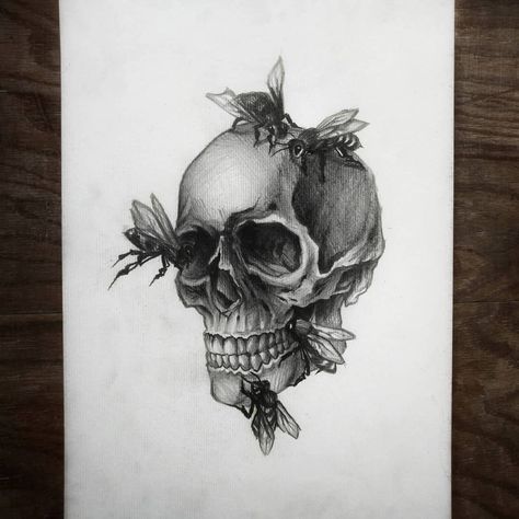 Bumble Bee Skull Tattoo, Bee And Skull Tattoo, Realism Sketch, Sketchbook Tattoo, Bee Sketch, Honey Bee Tattoo, Ma Tattoo, Awesome Tattoo, Skeleton Head