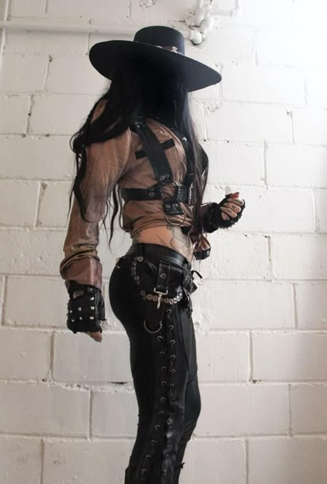 Here's a sneak preview of the new Toxic Vision collection - the sale goes live at 4:00pm EST 7/19. www.toxicvisionstore.com Gothic Cowgirl, Goth Cowgirl, Sharon Ehman, Vision Ideas, Goth Cowboy, Western Goth, Toxic Vision, Gothic Beauty, Motorcycle Outfit