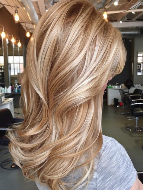 Blonde Hair Color Ideas: Summer Highlights, Ash & Unique Blonde Shades Late Summer Blonde Hair, Hair Color Ideas For Women In Their 50, Blonde Shades Of Hair, Blonde Hair Color Ideas For Summer, Blonde With Caramel, Blond Shades, Caramel Blonde Hair, Warm Blonde Hair, Blonde Shades