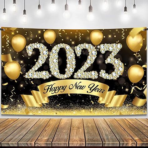 New Years Banner 2023 for NYE Decorations | Happy New Year Backdrop, Happy New Years Eve Party Supplies 2023 New Years Backdrop, New Years Banner, New Year's Eve Backdrop, Nye Decorations, Champagne Balloons, New Year Backdrop, Happy New Year Pictures, New Year Decorations, Happy New Year Banner