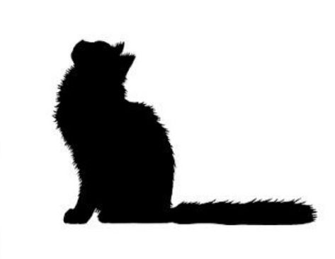 Fluffy Cat Silhouette Tattoo, Fluffy Cat Silhouette, Black Fluffy Cat Tattoo, Fluffy Black Cat Tattoo, Cat Shilloute, Cat Silhouette Painting, Cat Silhouette Printable, Cat Silhouette Tattoos, Alas Tattoo