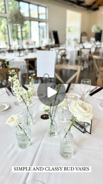 Graceful Blooms on Instagram: "There’s nothing more classic and timeless then a simple bud vase centerpiece 🤍
 
 
 
•
 
 
 
•
 
 
 
#weddingflorist #milwaukeeweddingflorist #wisconsinflorist #wisconsinbride #weddingflorals #weddinginspo #weddingflowerinspiration #bridetobe #milwaukeebride #floralarrangements #florist #floraldesign #weddingflowers #floraldesigner #gardeninspiredwedding #gardenstyleflorals #floristlife #flowerinspiration #whiteflowers #babysbreathwedding #whitewedding #whiteweddingflowers #summerweddingflowers #summerwedding #summerweddinginspiration #gardenstylewedding #classywedding #budvases #budvasecenterpieces #simpleweddingflowers" Flowers For Bud Vases, No Candle Centerpieces, Winter Bud Vase Arrangements, Glass Vase Centerpiece Wedding, Bud Vase Center Piece, Round Table Bud Vase Centerpiece, Budvase Tablescape, Bud Vase And Candle Centerpiece, Simple Bud Vase Centerpiece