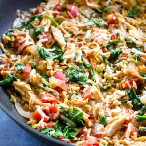 Chicken And Spinach Orzo, Spinach Feta Chicken, Orzo Spinach, Spinach Orzo, The Girl Who Ate Everything, Feta Chicken, Orzo Recipes, Chicken Orzo, Spinach Feta