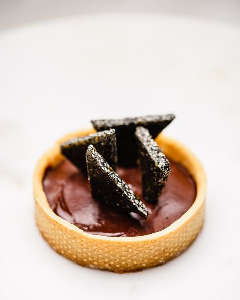 Chocolate Ganache with Black Sesame Brittle  — The Medium Spicy Sumac Powder, Sesame Brittle, Chocolate Ganache Tart, Tarts Crust, Special Desserts, Toasted Sesame Seeds, Black Sesame, Ground Almonds, The Medium