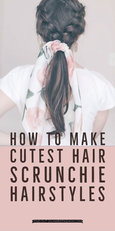 Scrunchie Bow Hairstyles, Ribbon Scrunchie Hairstyles, Scrunchie Hairstyles Long Hair, Easy Scrunchie Hairstyles, Cute Hairstyles With Scrunchies, Hair Scrunchie Hairstyles, Hairstyles With Scrunchies, Hairstyle Scrunchie, Comfortable Hairstyles