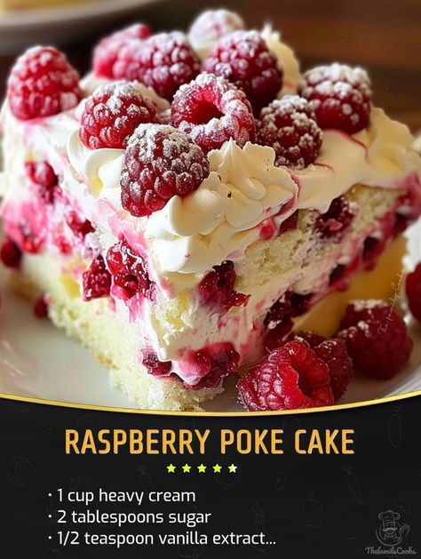 Easy and tasty recipes | White Chocolate Raspberry Poke Cake 😁 | Facebook White Chocolate Raspberry Bread, White Chocolate Raspberry Poke Cake, Chocolate Raspberry Poke Cake, Raspberry Poke Cake, Raspberry Desserts, Poke Cakes, White Chocolate Raspberry, White Cake Mixes, Poke Cake