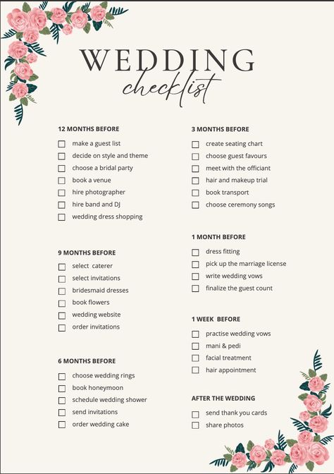 Wedding Planning Printable Checklist Month by Month Bride Groom Download Template Edit Things I Want At My Wedding, Wedding Planning Ideas Decor, Wedding Inspo 2024, Wedding Checklist Pdf, Micro Wedding Checklist, How To Plan A Wedding, Wedding Board Ideas, Bridal Checklist, Wedding List Checklist