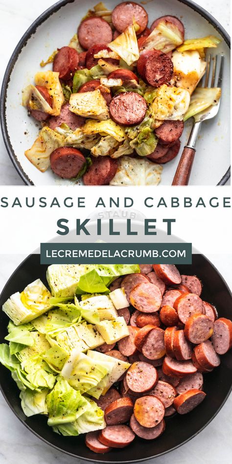 Sausage And Cabbage Skillet, Health Vibes, Sausage Cabbage, Sausage And Cabbage, Cabbage Skillet, Cabbage Dishes, Kielbasa And Cabbage, Autumn Foods, Diner Menu