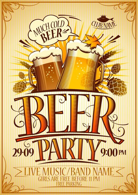 Party Poster Design, Beer Club, Beer Art, Beer Poster, Beer Party, Retro Images, Beer Design, Vintage Tin Signs, Beer Festival