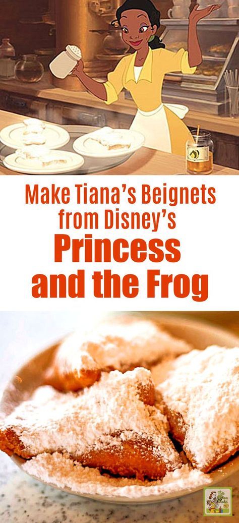 Stuck at home and looking for boredom busters and indoor activities for the kids? Bake up Tiana’s Famous Beignets Recipe from Disney’s Princess and the Frog movie and children’s cookbook. This French donut will be a hit for breakfast and brunch with adults and kids alike. Rent the movie for a fun day's activity! Disney Brunch Ideas, Tianas Beignets Recipe, Beneights Recipe, Benyas Recipe, Princess And The Frog Movie, French Beignets, French Donuts, Movie Recipes, Chip Recipes